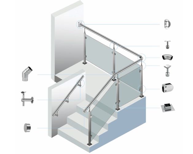 BTG 8mm 10mm 12mm clear tempered balcony railing glass