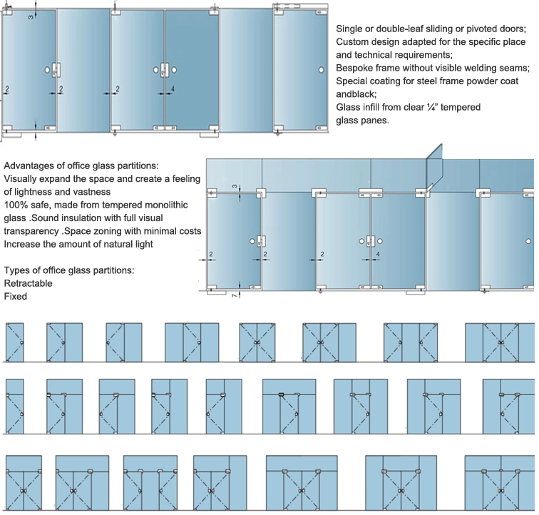 10 mm clear frosted tempered glass parition walls,12mm tinted tempered partition glass