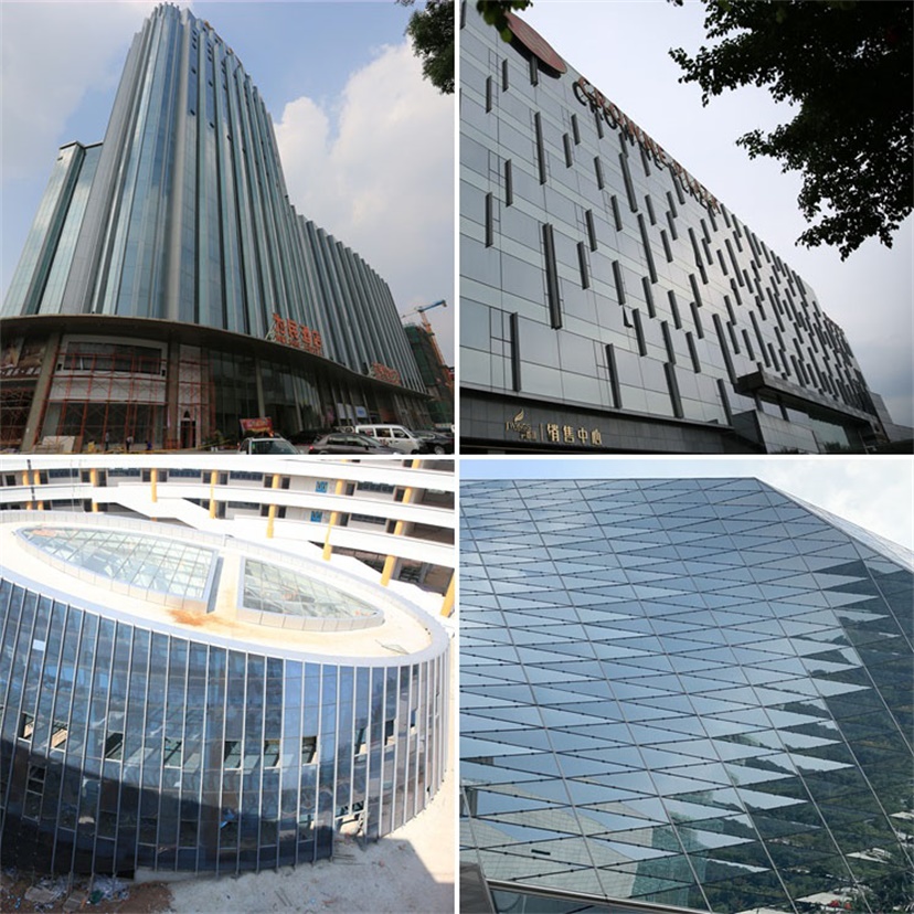 10mm clear 12A 10mm tempered reflective insulated glass curtain wall, 32mm tempered reflective IGU factory