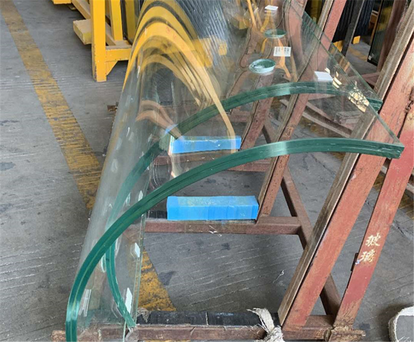 8mm 1.52pvb 8mm clear curved tempered laminated glass