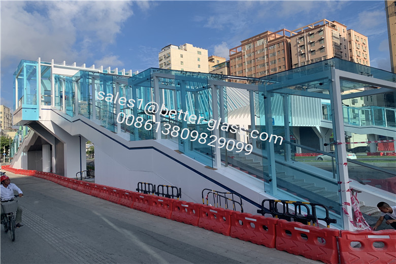 BTG company 8mmCT 0.38 blue PVB 1.14 clear PVB 8mmCT laminated canopy glass.