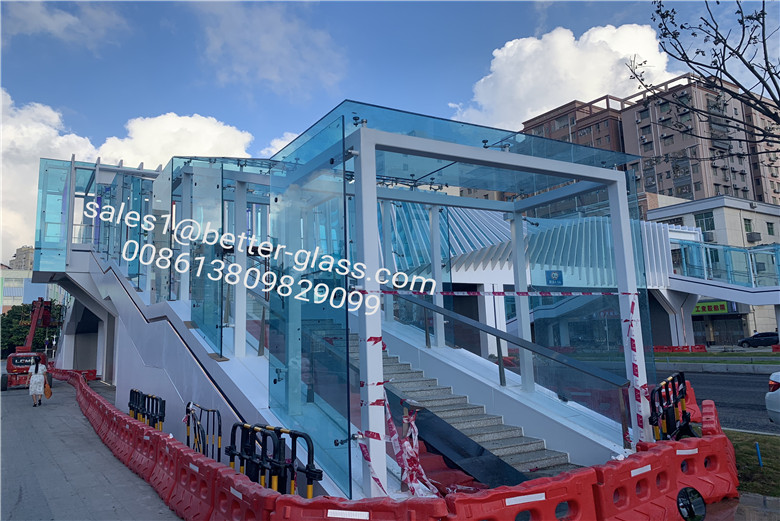 BTG company 8mmCT 0.38 blue PVB 1.14 clear PVB 8mmCT laminated canopy glass.