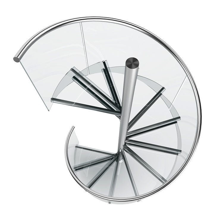 Irregular shape tempered spiral stairs