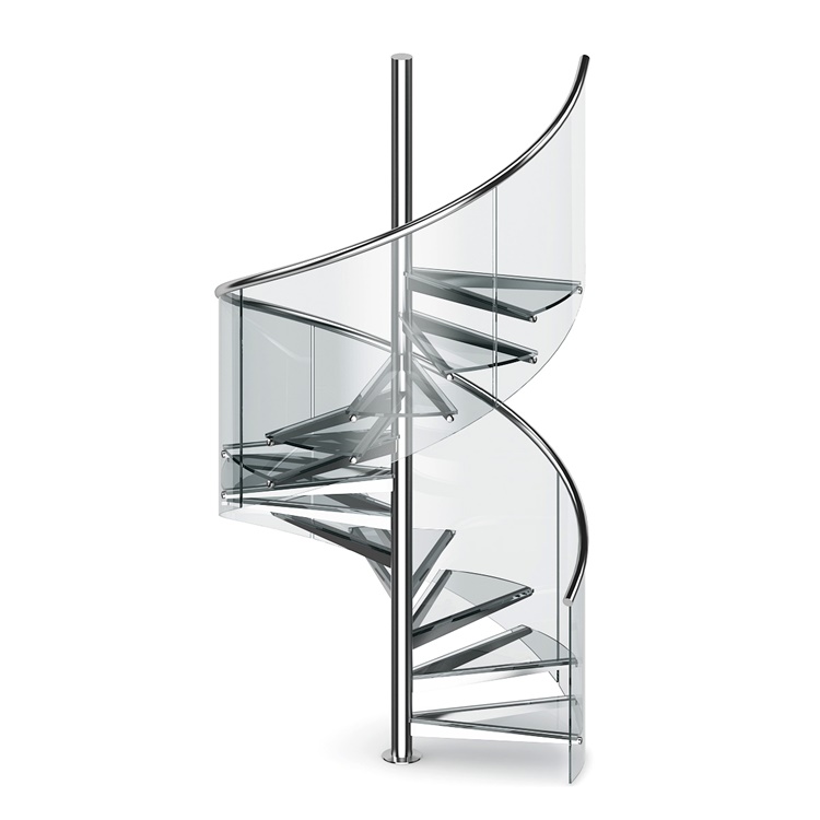 Irregular shape tempered spiral stairs