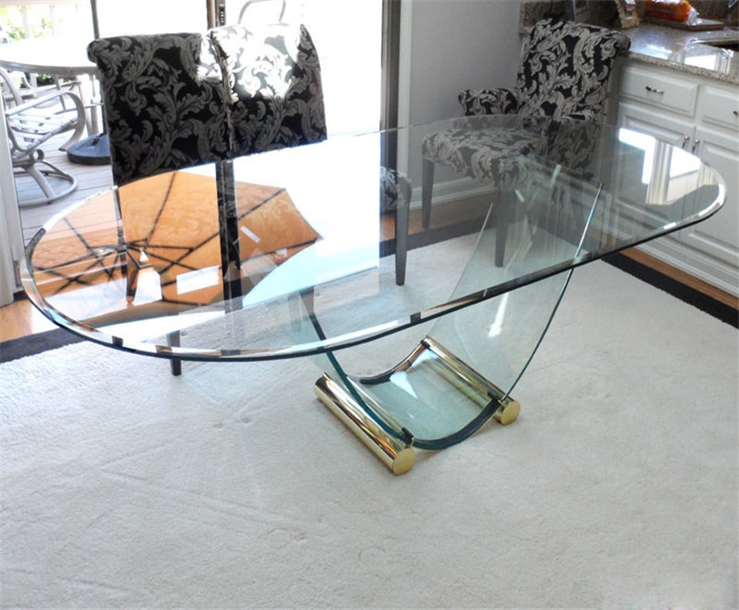 BTG Polished edge rectangle shape table top 6mm 8mm toughened glass factory price