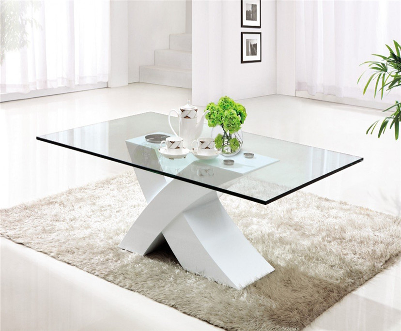 BTG Polished edge rectangle shape table top 6mm 8mm toughened glass factory price
